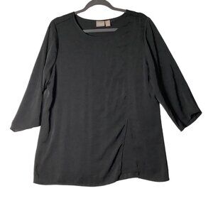 Chico's Black 3/4 Sleeve Tunic Top Women Size 1 Small Polyester Spandex Blend
